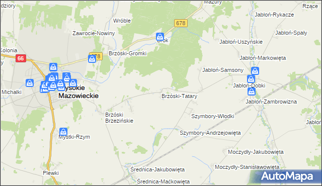 mapa Brzóski-Tatary, Brzóski-Tatary na mapie Targeo