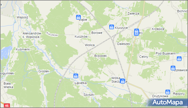 mapa Brzostek gmina Szczekociny, Brzostek gmina Szczekociny na mapie Targeo