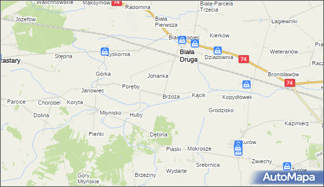 mapa Brzoza gmina Biała, Brzoza gmina Biała na mapie Targeo