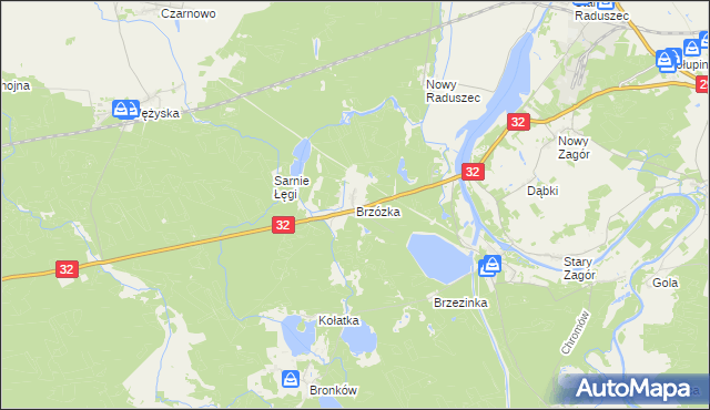mapa Brzózka gmina Krosno Odrzańskie, Brzózka gmina Krosno Odrzańskie na mapie Targeo