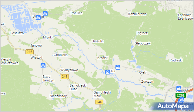 mapa Brzózki gmina Szubin, Brzózki gmina Szubin na mapie Targeo