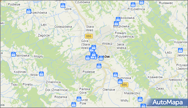 mapa Brzozów, Brzozów na mapie Targeo