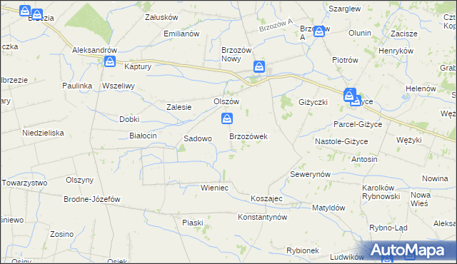 mapa Brzozówek, Brzozówek na mapie Targeo