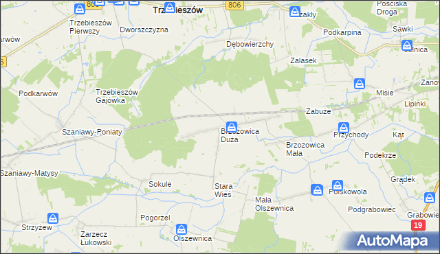 mapa Brzozowica Duża, Brzozowica Duża na mapie Targeo