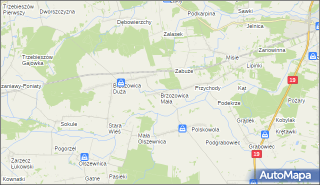 mapa Brzozowica Mała, Brzozowica Mała na mapie Targeo