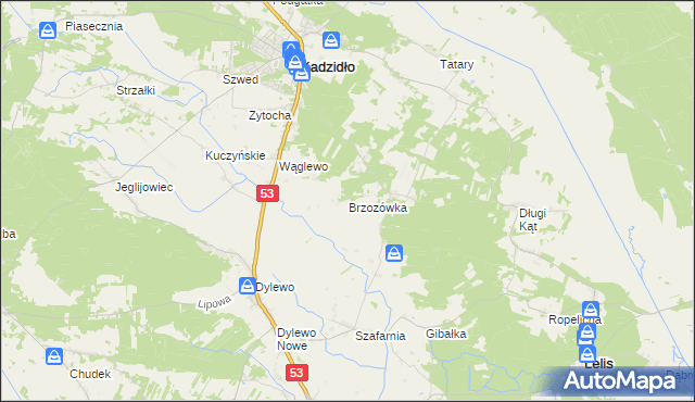 mapa Brzozówka gmina Kadzidło, Brzozówka gmina Kadzidło na mapie Targeo