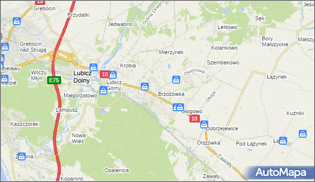 mapa Brzozówka gmina Obrowo, Brzozówka gmina Obrowo na mapie Targeo