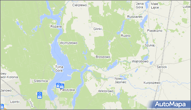 mapa Brzozowo gmina Koronowo, Brzozowo gmina Koronowo na mapie Targeo