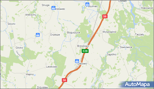 mapa Brzozowo gmina Nowogard, Brzozowo gmina Nowogard na mapie Targeo