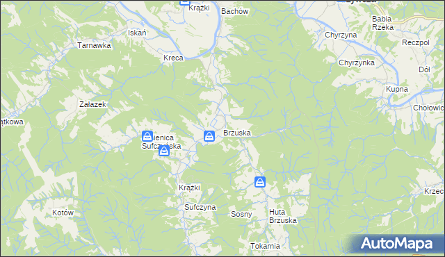 mapa Brzuska, Brzuska na mapie Targeo