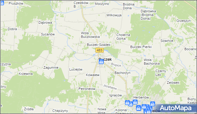 mapa Buczek powiat łaski, Buczek powiat łaski na mapie Targeo