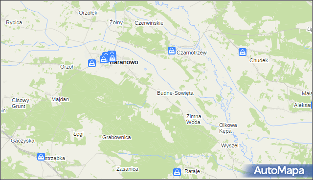 mapa Budne-Sowięta, Budne-Sowięta na mapie Targeo