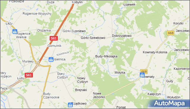 mapa Budy-Mikołajka, Budy-Mikołajka na mapie Targeo