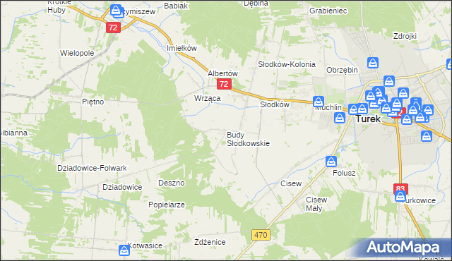 mapa Budy Słodkowskie, Budy Słodkowskie na mapie Targeo