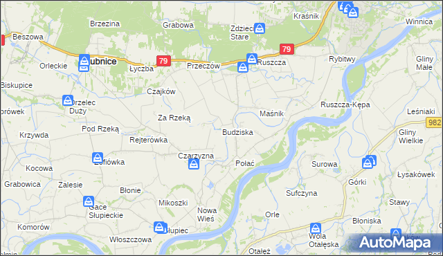 mapa Budziska gmina Łubnice, Budziska gmina Łubnice na mapie Targeo