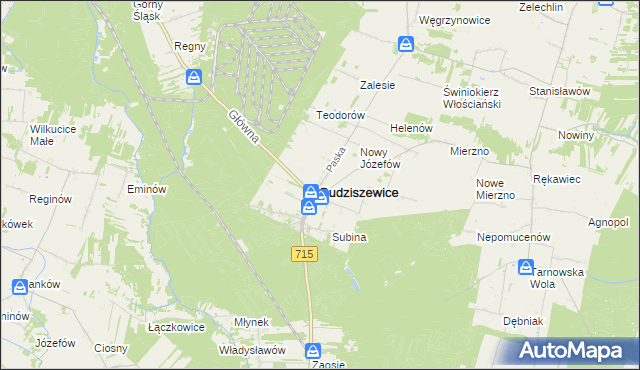 mapa Budziszewice powiat tomaszowski, Budziszewice powiat tomaszowski na mapie Targeo