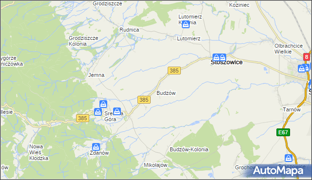 mapa Budzów gmina Stoszowice, Budzów gmina Stoszowice na mapie Targeo