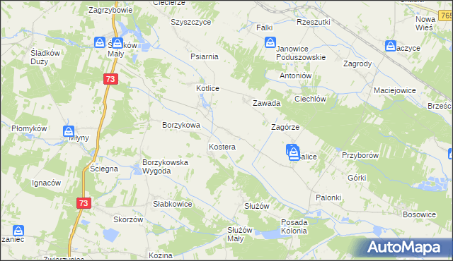 mapa Bugaj gmina Gnojno, Bugaj gmina Gnojno na mapie Targeo