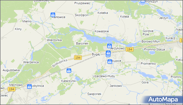 mapa Bugaj gmina Pobiedziska, Bugaj gmina Pobiedziska na mapie Targeo
