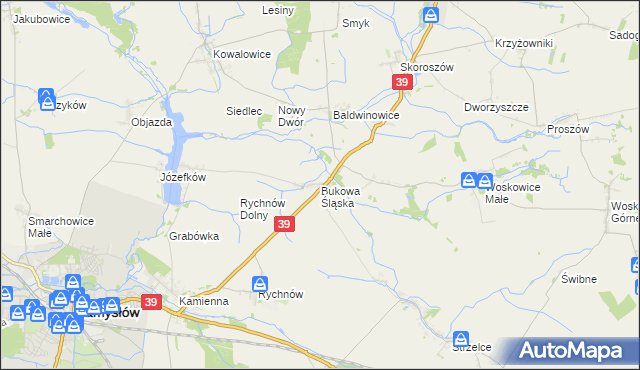 mapa Bukowa Śląska, Bukowa Śląska na mapie Targeo