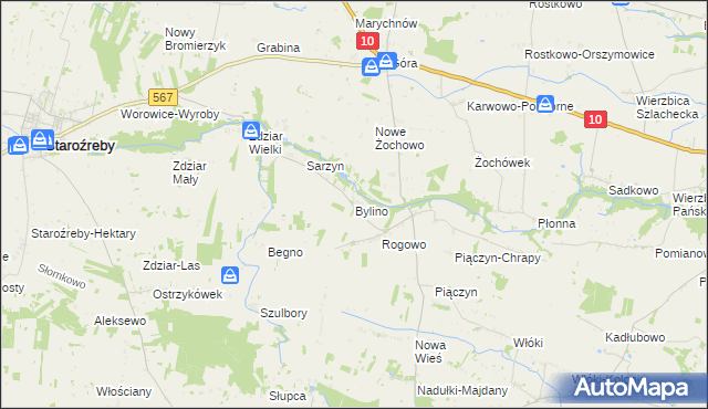 mapa Bylino, Bylino na mapie Targeo