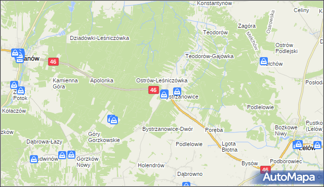 mapa Bystrzanowice, Bystrzanowice na mapie Targeo