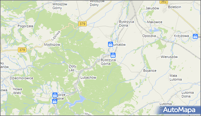 mapa Bystrzyca Górna, Bystrzyca Górna na mapie Targeo