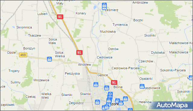 mapa Cedrowice, Cedrowice na mapie Targeo