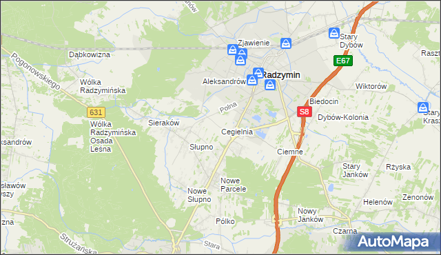 mapa Cegielnia gmina Radzymin, Cegielnia gmina Radzymin na mapie Targeo