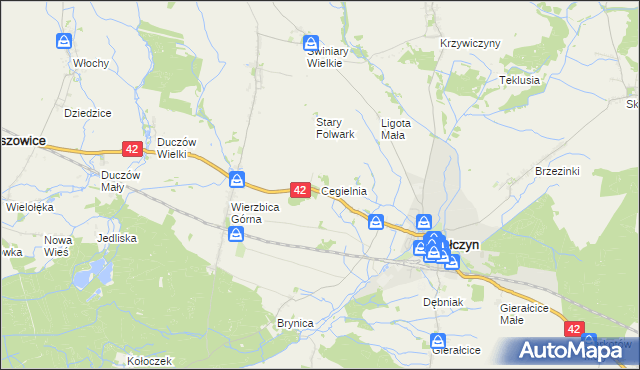 mapa Cegielnia gmina Wołczyn, Cegielnia gmina Wołczyn na mapie Targeo