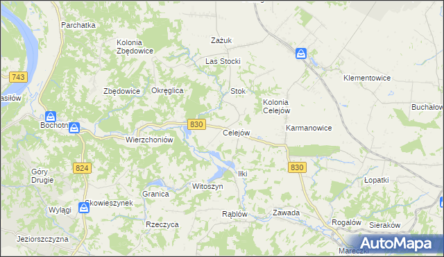 mapa Celejów gmina Wąwolnica, Celejów gmina Wąwolnica na mapie Targeo