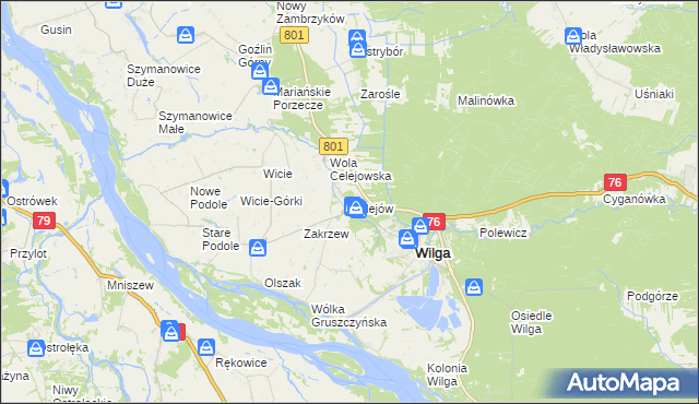 mapa Celejów gmina Wilga, Celejów gmina Wilga na mapie Targeo