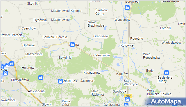 mapa Celestynów gmina Ozorków, Celestynów gmina Ozorków na mapie Targeo