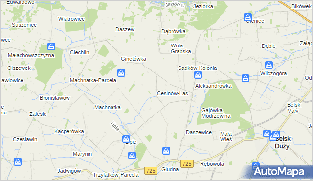mapa Cesinów-Las, Cesinów-Las na mapie Targeo