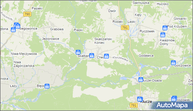 mapa Chechło gmina Klucze, Chechło gmina Klucze na mapie Targeo