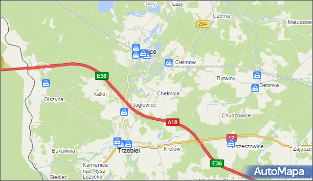 mapa Chełmica, Chełmica na mapie Targeo