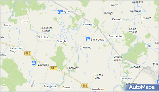 mapa Chełmiec gmina Sępopol, Chełmiec gmina Sępopol na mapie Targeo