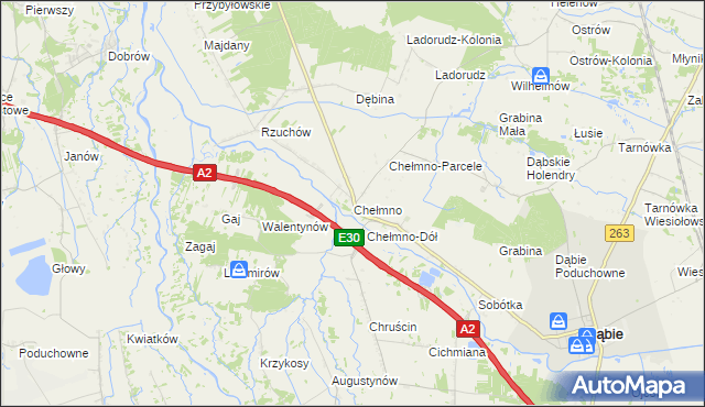 mapa Chełmno gmina Dąbie, Chełmno gmina Dąbie na mapie Targeo