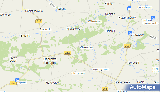 mapa Chlewiska gmina Dąbrowa Biskupia, Chlewiska gmina Dąbrowa Biskupia na mapie Targeo