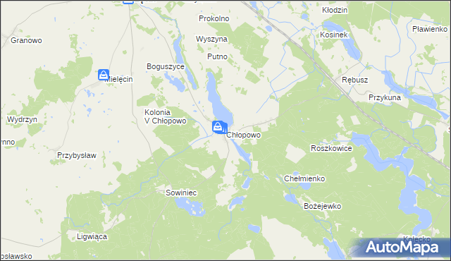 mapa Chłopowo gmina Krzęcin, Chłopowo gmina Krzęcin na mapie Targeo