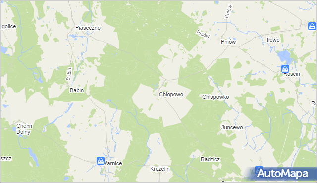 mapa Chłopowo gmina Myślibórz, Chłopowo gmina Myślibórz na mapie Targeo