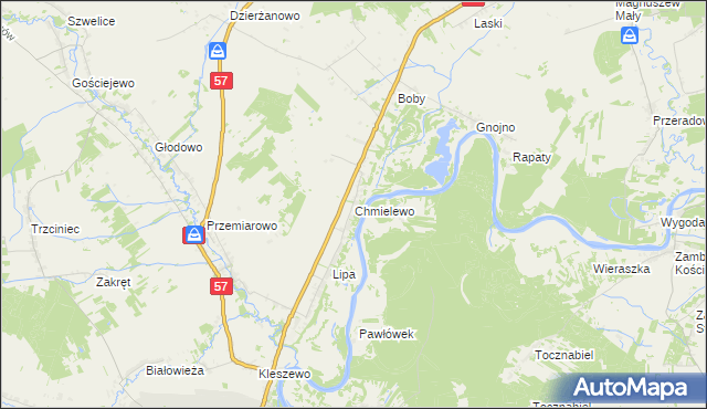 mapa Chmielewo gmina Pułtusk, Chmielewo gmina Pułtusk na mapie Targeo