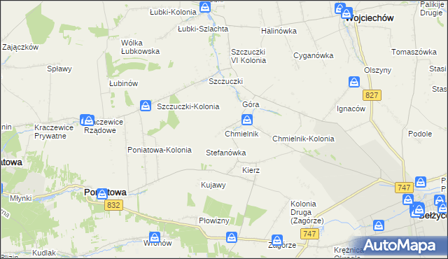 mapa Chmielnik gmina Bełżyce, Chmielnik gmina Bełżyce na mapie Targeo
