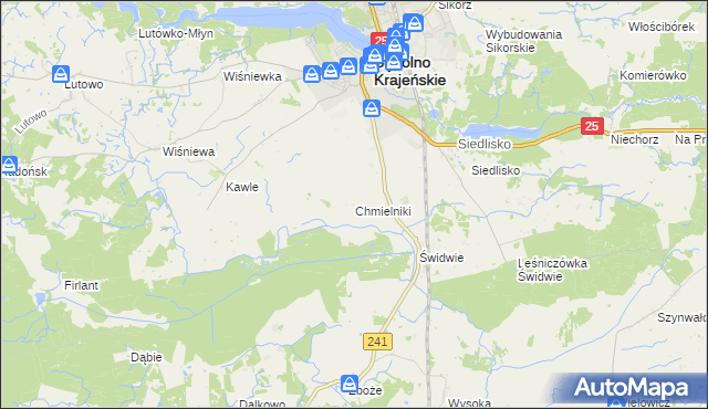 mapa Chmielniki gmina Sępólno Krajeńskie, Chmielniki gmina Sępólno Krajeńskie na mapie Targeo