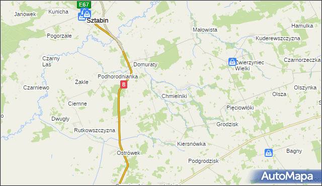 mapa Chmielniki gmina Suchowola, Chmielniki gmina Suchowola na mapie Targeo