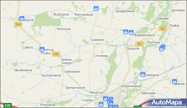 mapa Chmielów gmina Kostomłoty, Chmielów gmina Kostomłoty na mapie Targeo