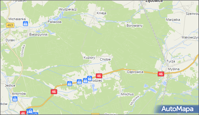 mapa Chobie, Chobie na mapie Targeo