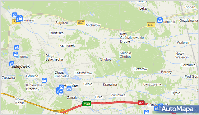 mapa Chobot gmina Halinów, Chobot gmina Halinów na mapie Targeo