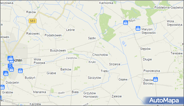 mapa Chochołów gmina Żychlin, Chochołów gmina Żychlin na mapie Targeo