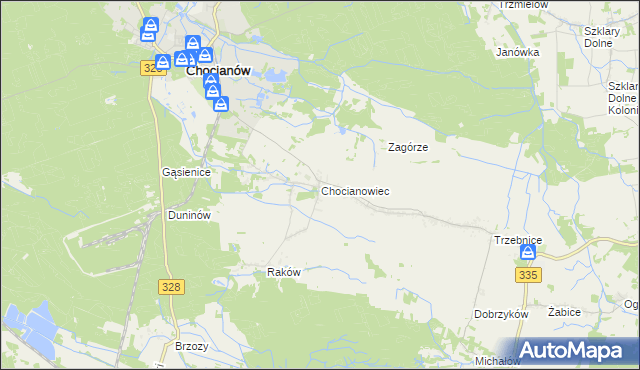 mapa Chocianowiec, Chocianowiec na mapie Targeo